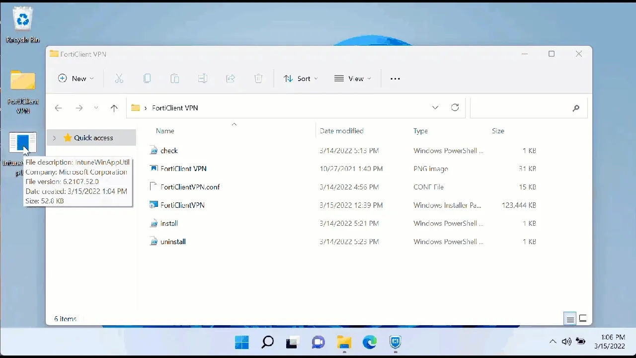 FortiClient VPN - intunewin