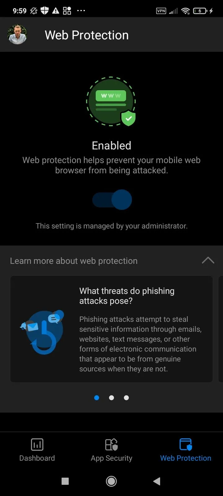Web protection page