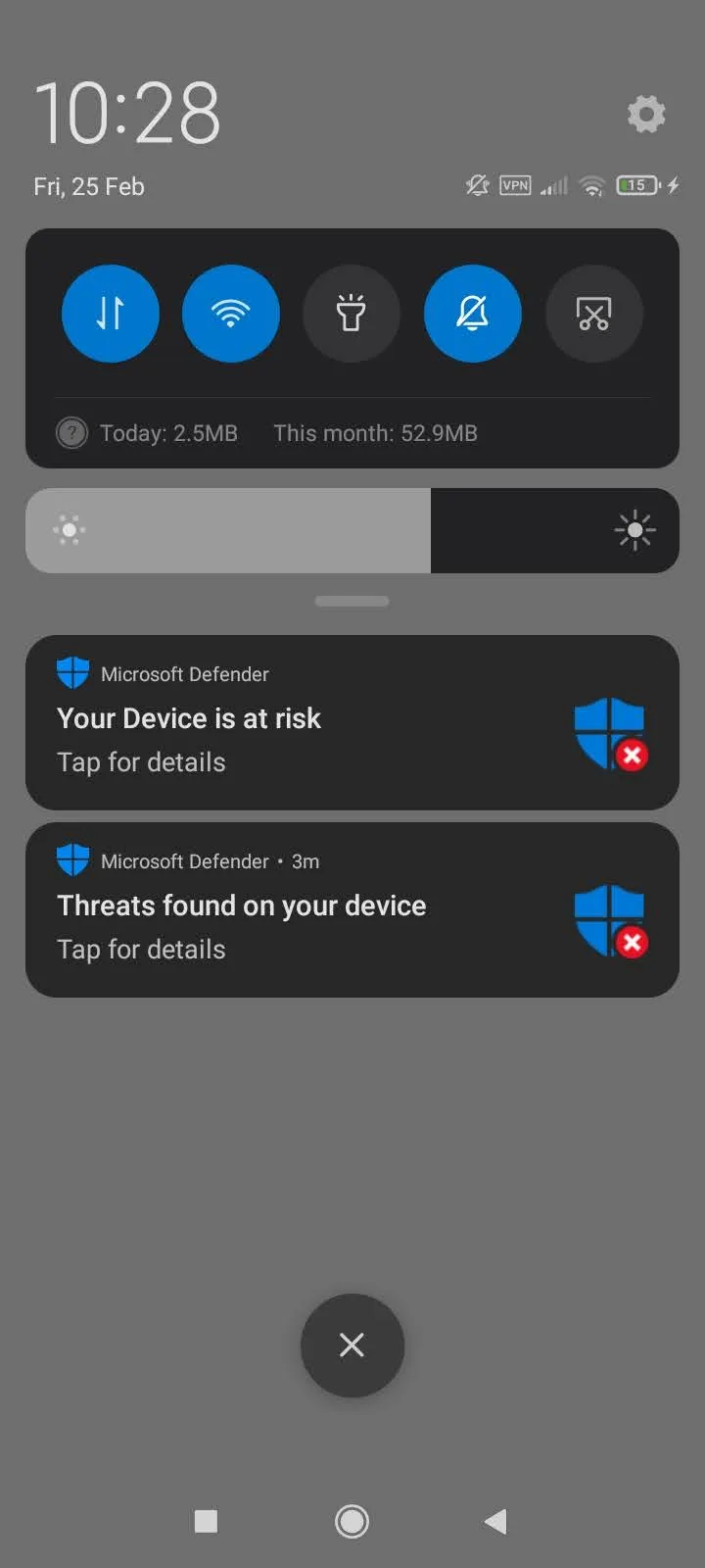 Defender risk notification