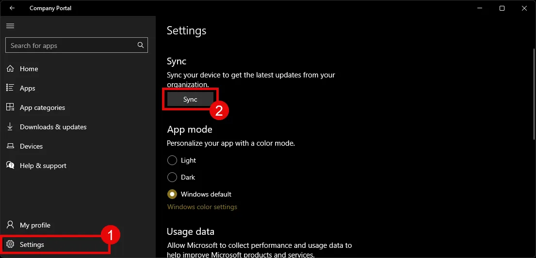 Intune Management Extension sync via the Company Portal