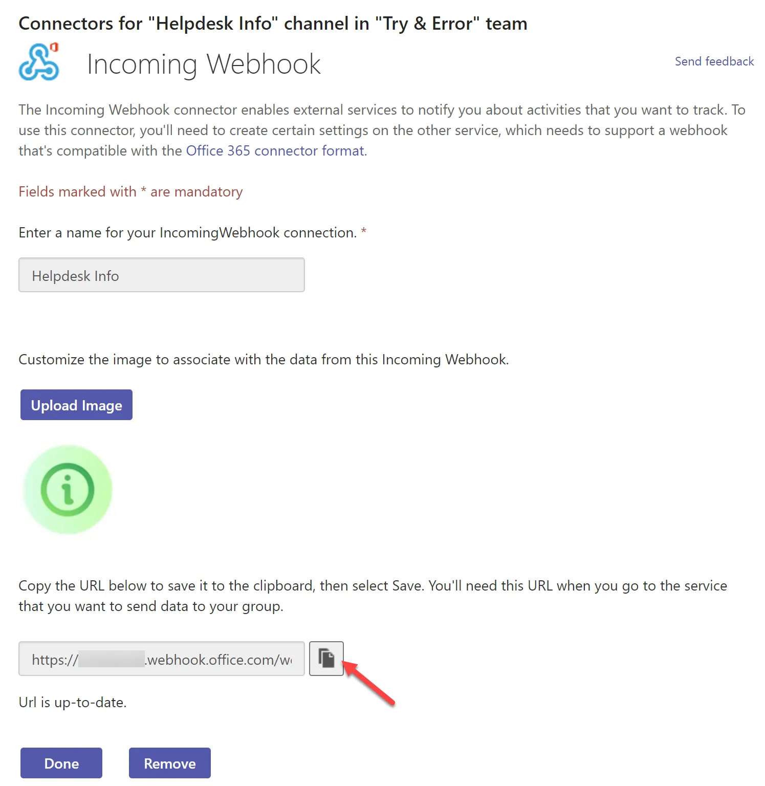Webhook Details und URL