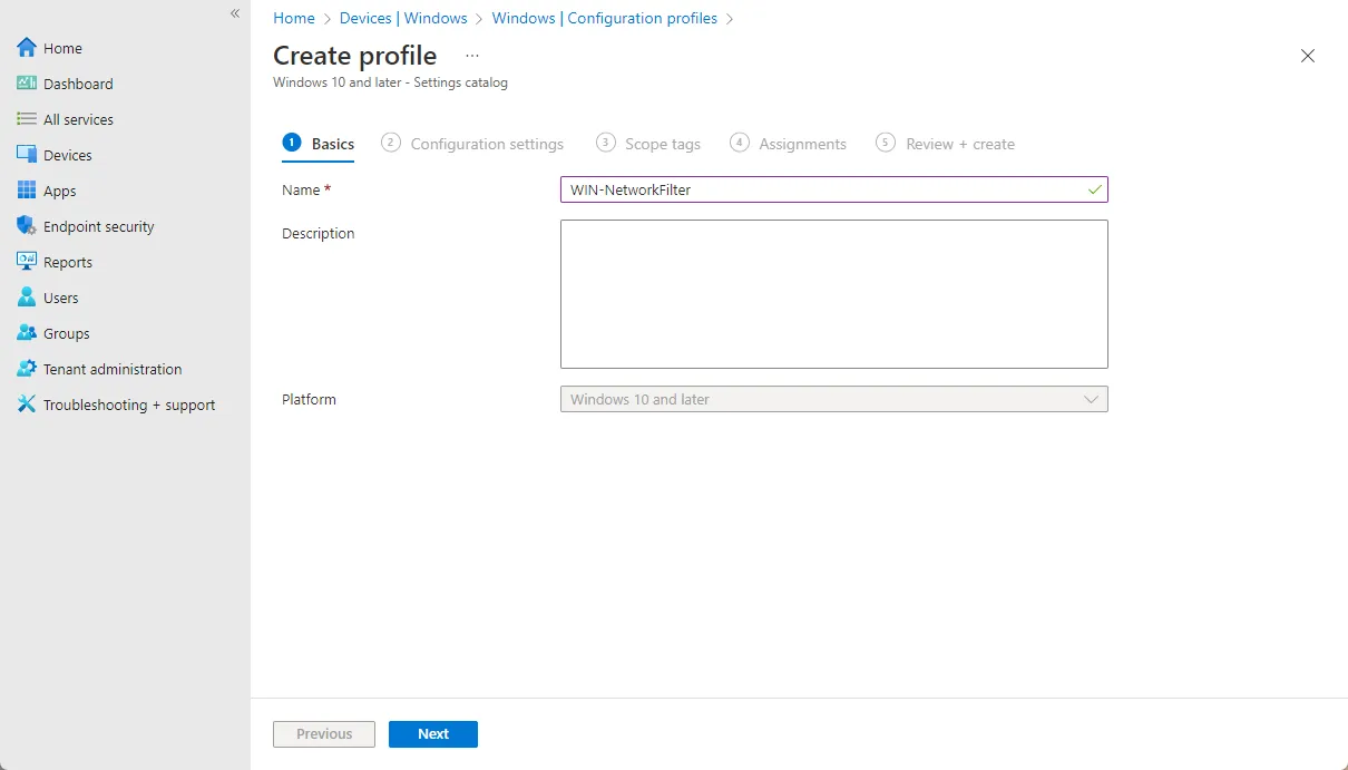 Intune Profile Name
