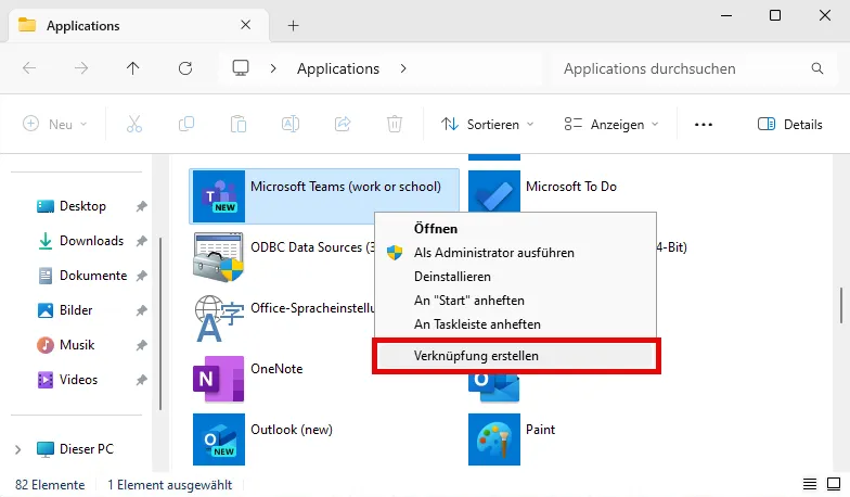 Create Shortcut for Windows App
