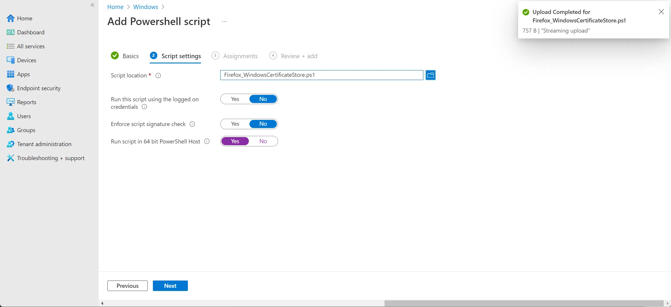 Upload PowerShell Script, 64-bit