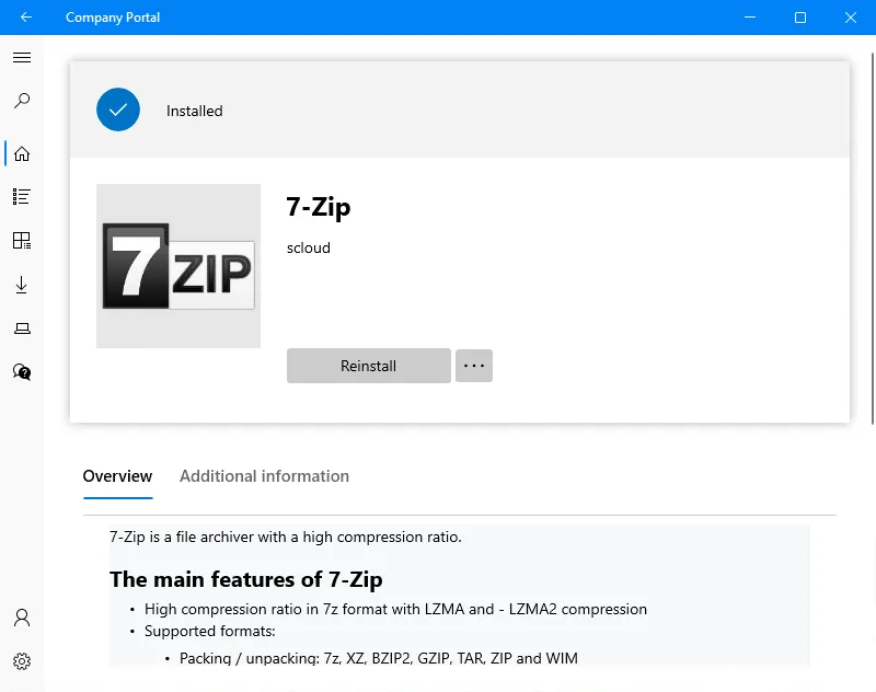 Company Portal, Reinstall App