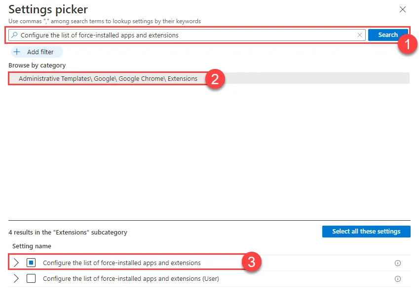 Configure the list of force-installed apps and extensions