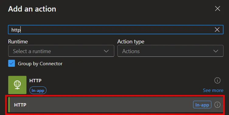 Add Logic App HTTP action