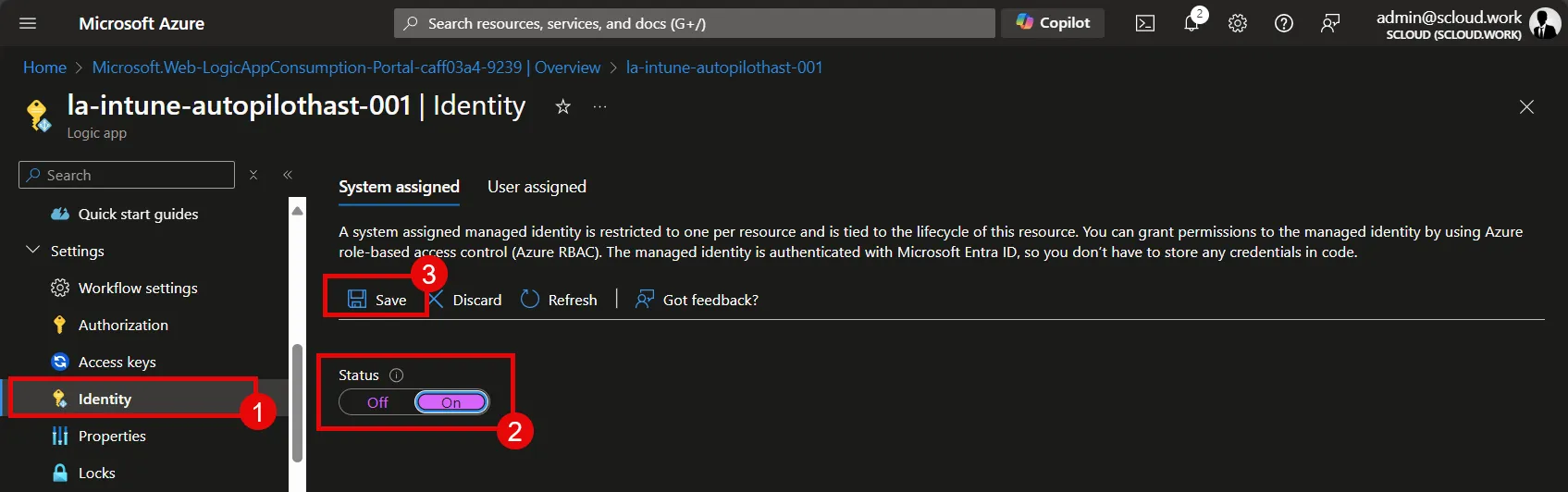 Enable Managed Identity for Logic App
