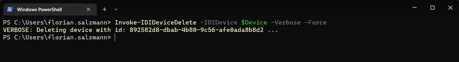 Invoke-IDIDeviceDelete with Force parameter
