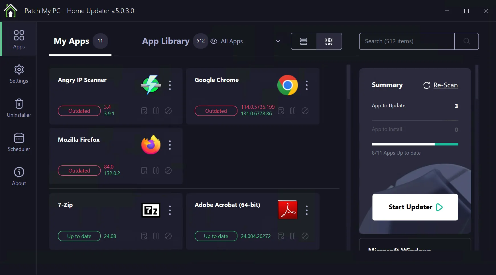 Patch My PC Home Updater, updated UI