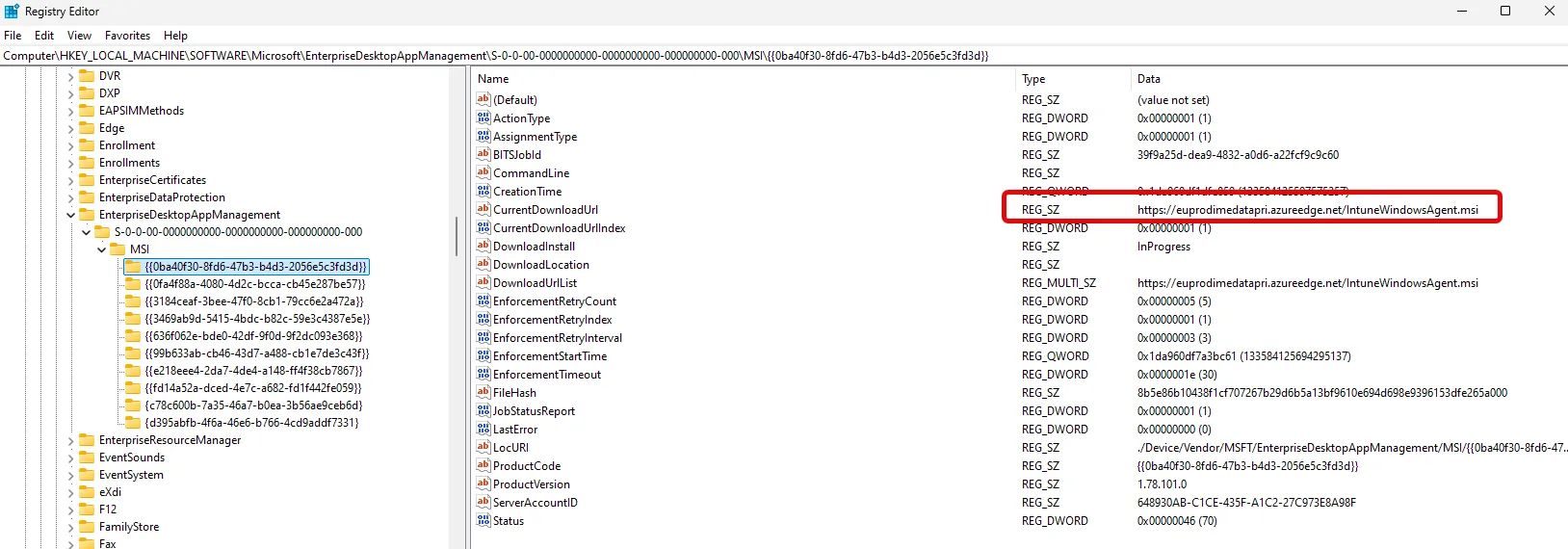 Intune Management Extension download URL