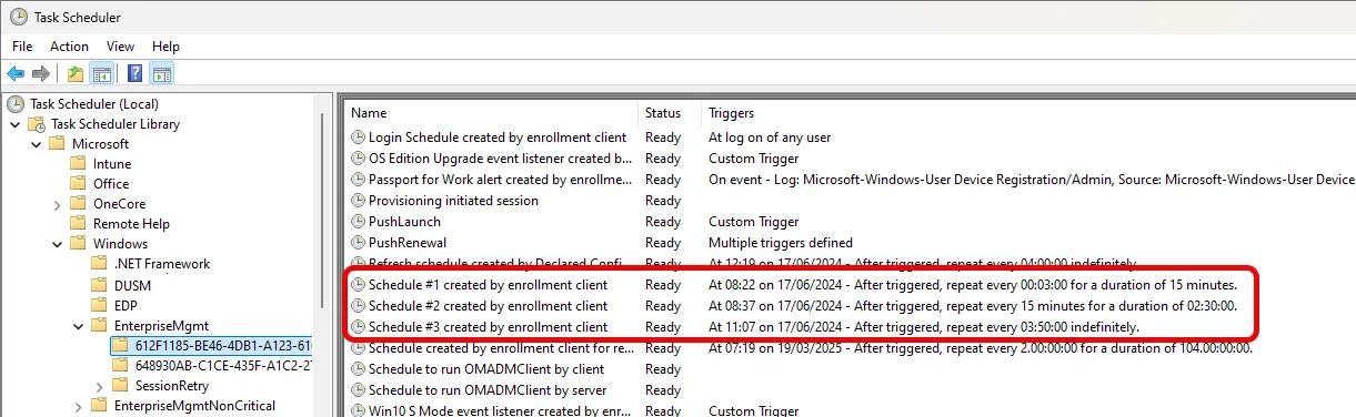 Intune Management Extension, Scheduled Task for Synchronization interval
