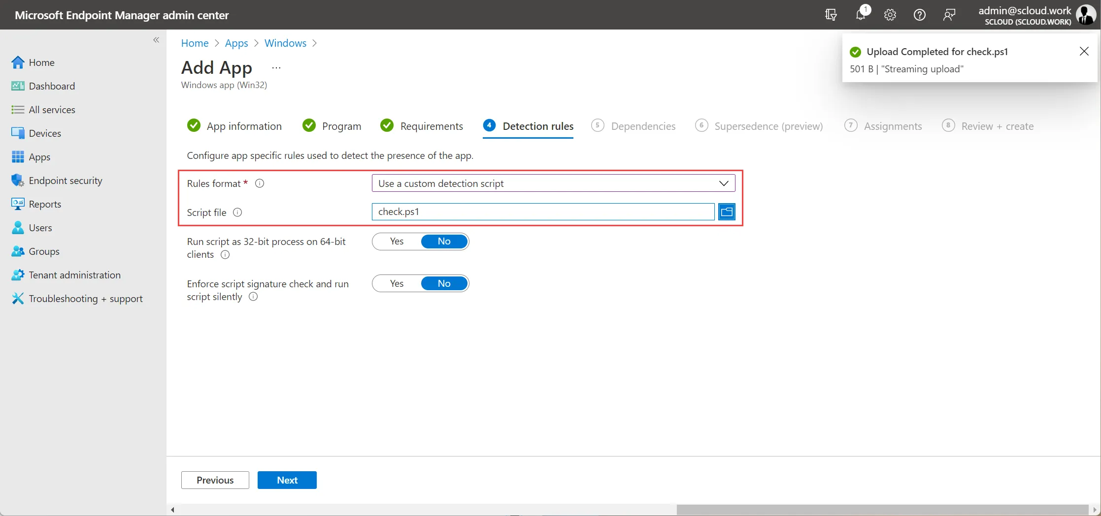 FortiClient VPN detection rule Intune