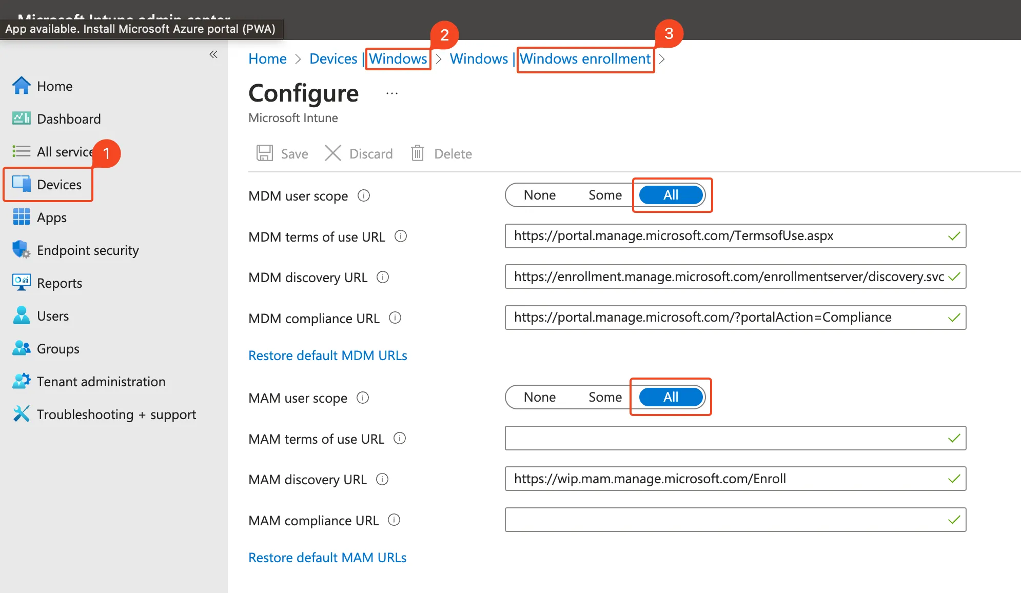 Intune, Automatic enrollment