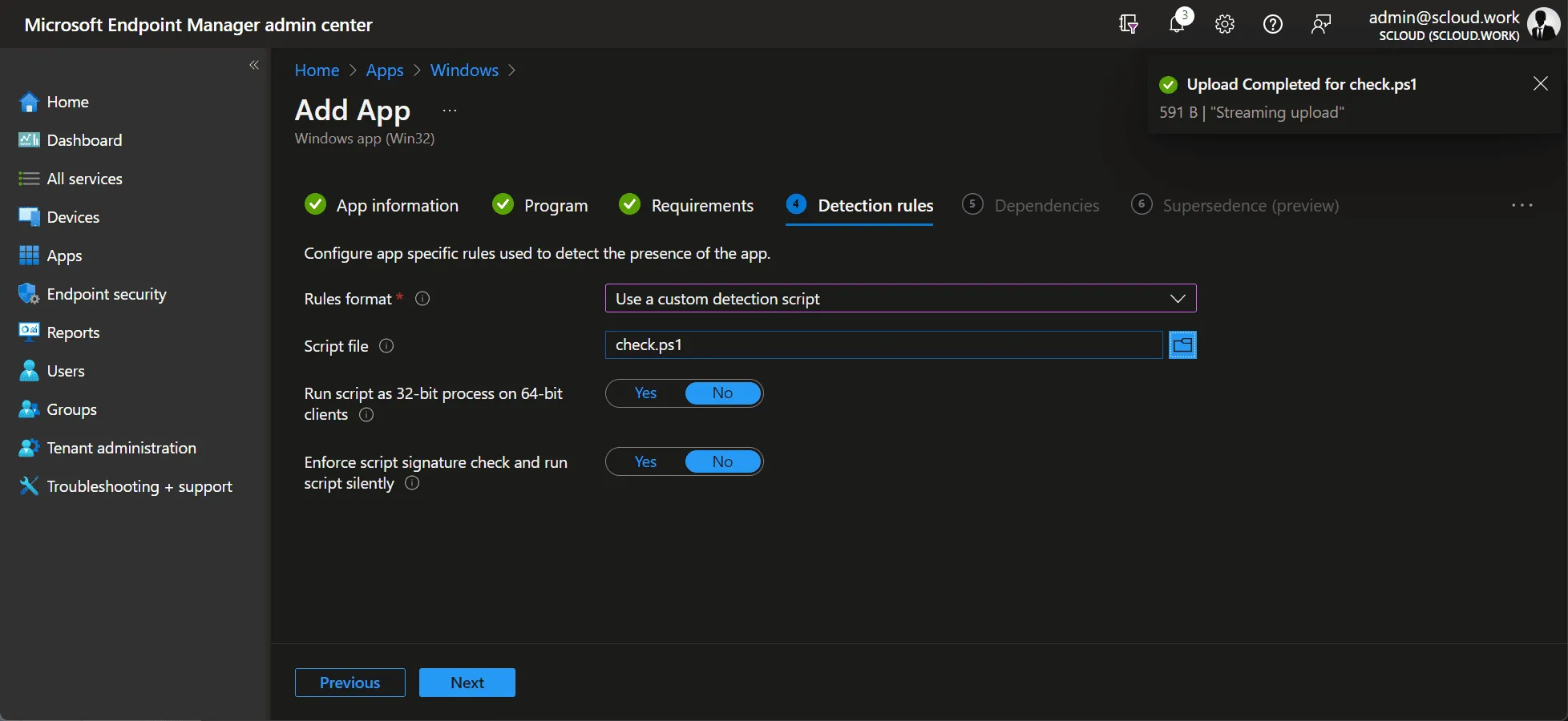 RunAsRob, Intune detection Rule