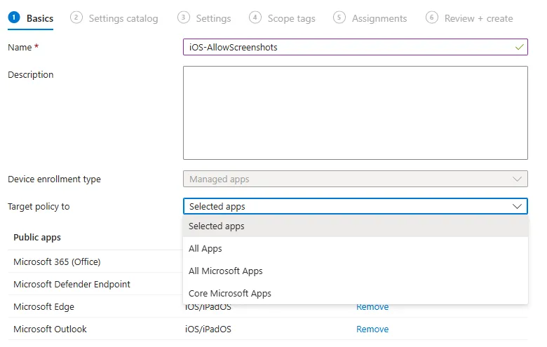 Intune, App configuration policy, Basics