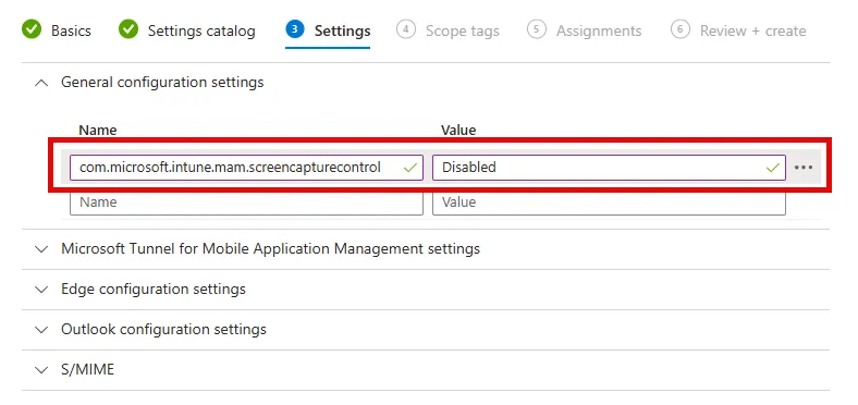 Intune, App configuration policy, allow screen capture for iOS