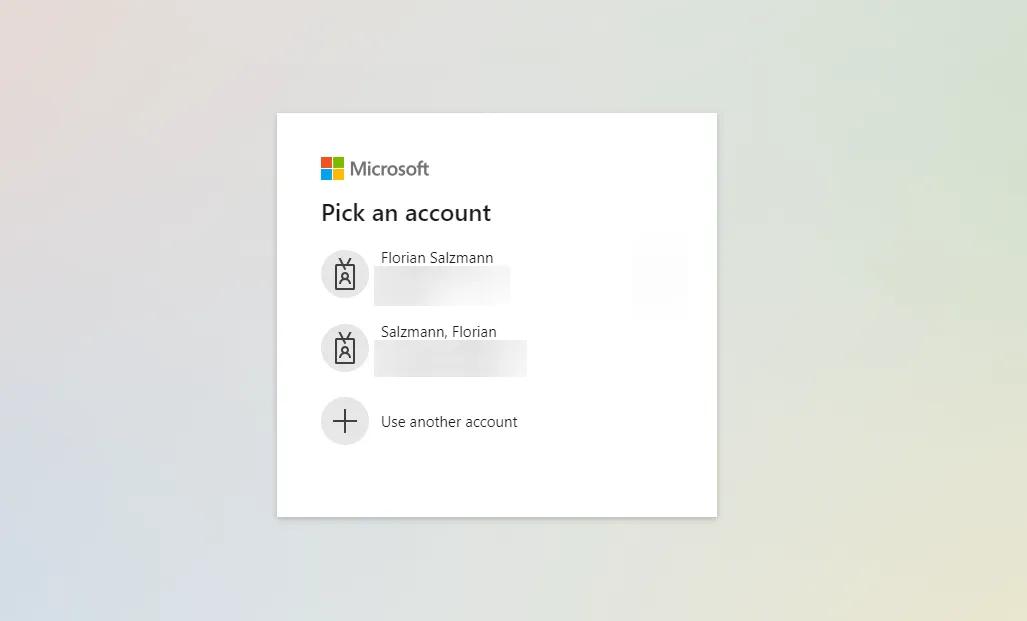 Chrome account picker for choosing which connected account to use for sign-in