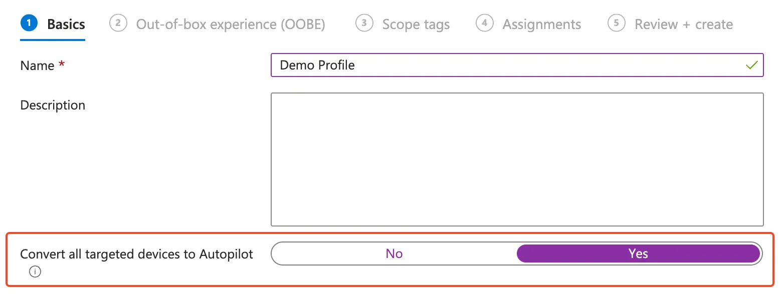Convert all targeted devices to Autopilot