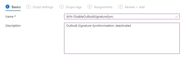 Intune, PowerShell Script benennen