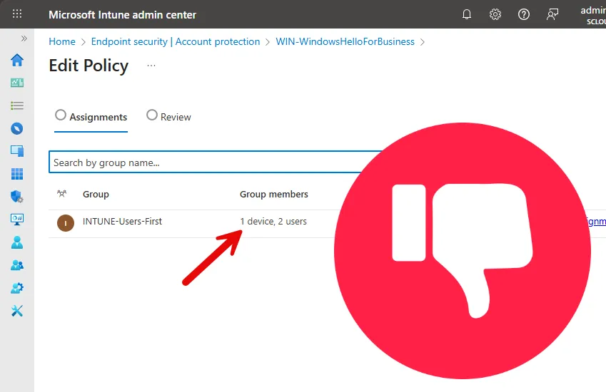 Assigment with users and devices as members will lead to problems
