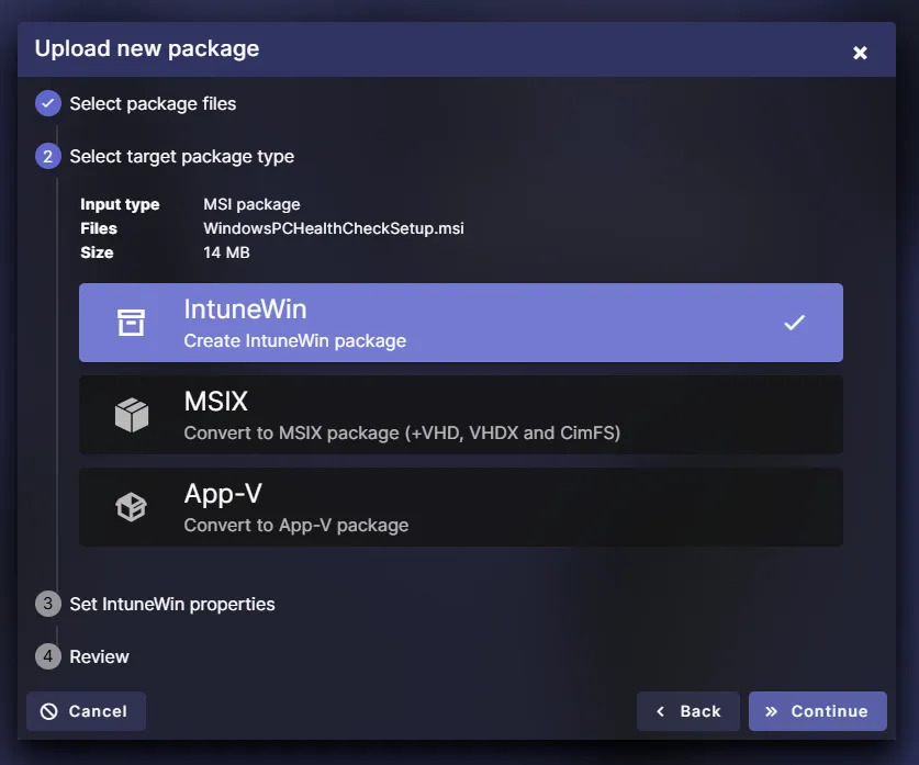 Robopack, target package type