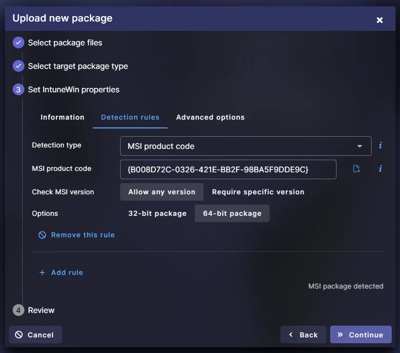 Robopack, Detection rules