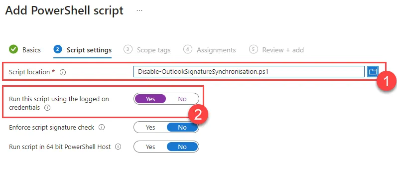 Intune, PowerShell Script upload