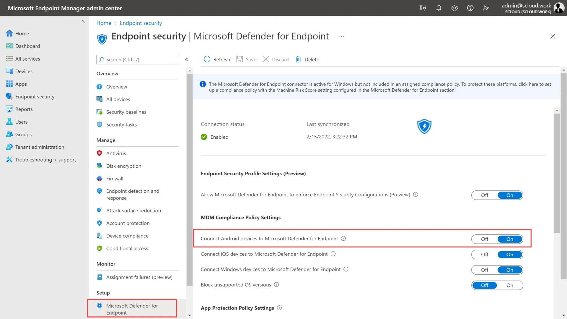 Defender for Business Android Connect