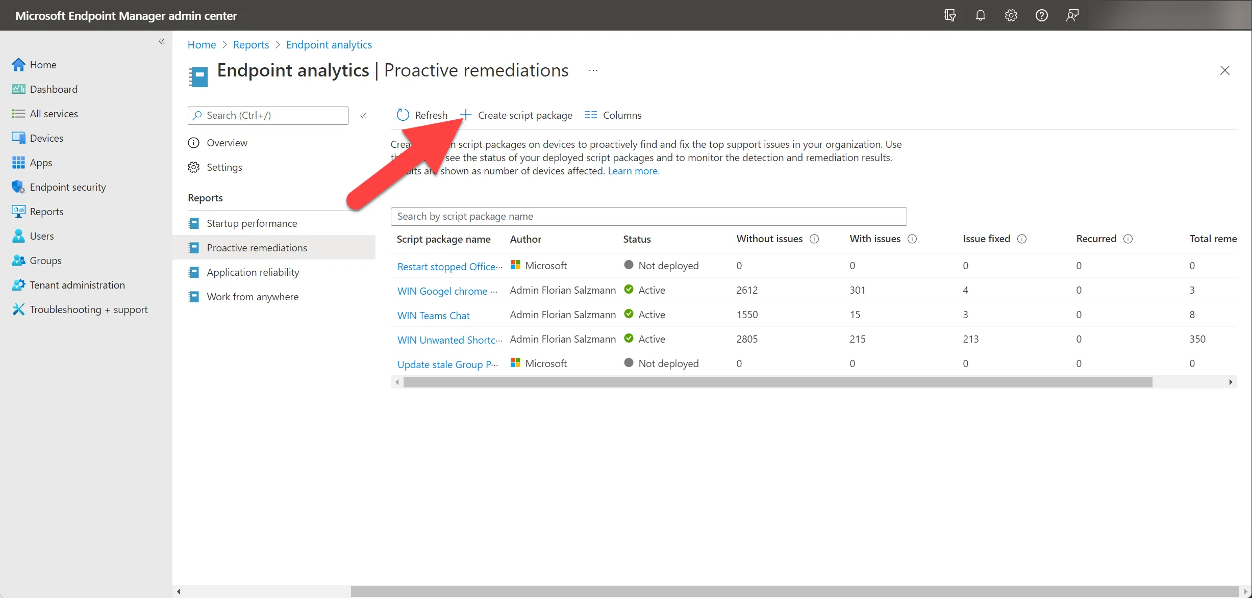 create Proactive remediations package