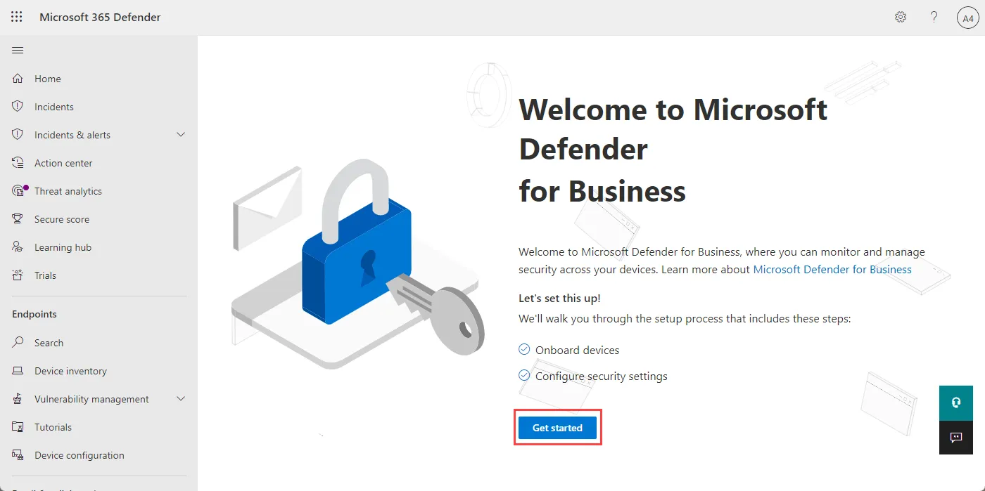 Defender for Business - start setup