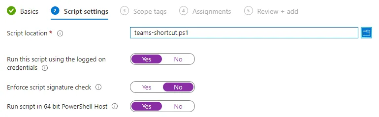 Intune, upload PowerShell to deploy Teams icon