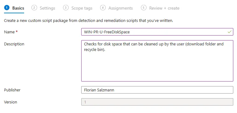 Intune, create Remediation package 