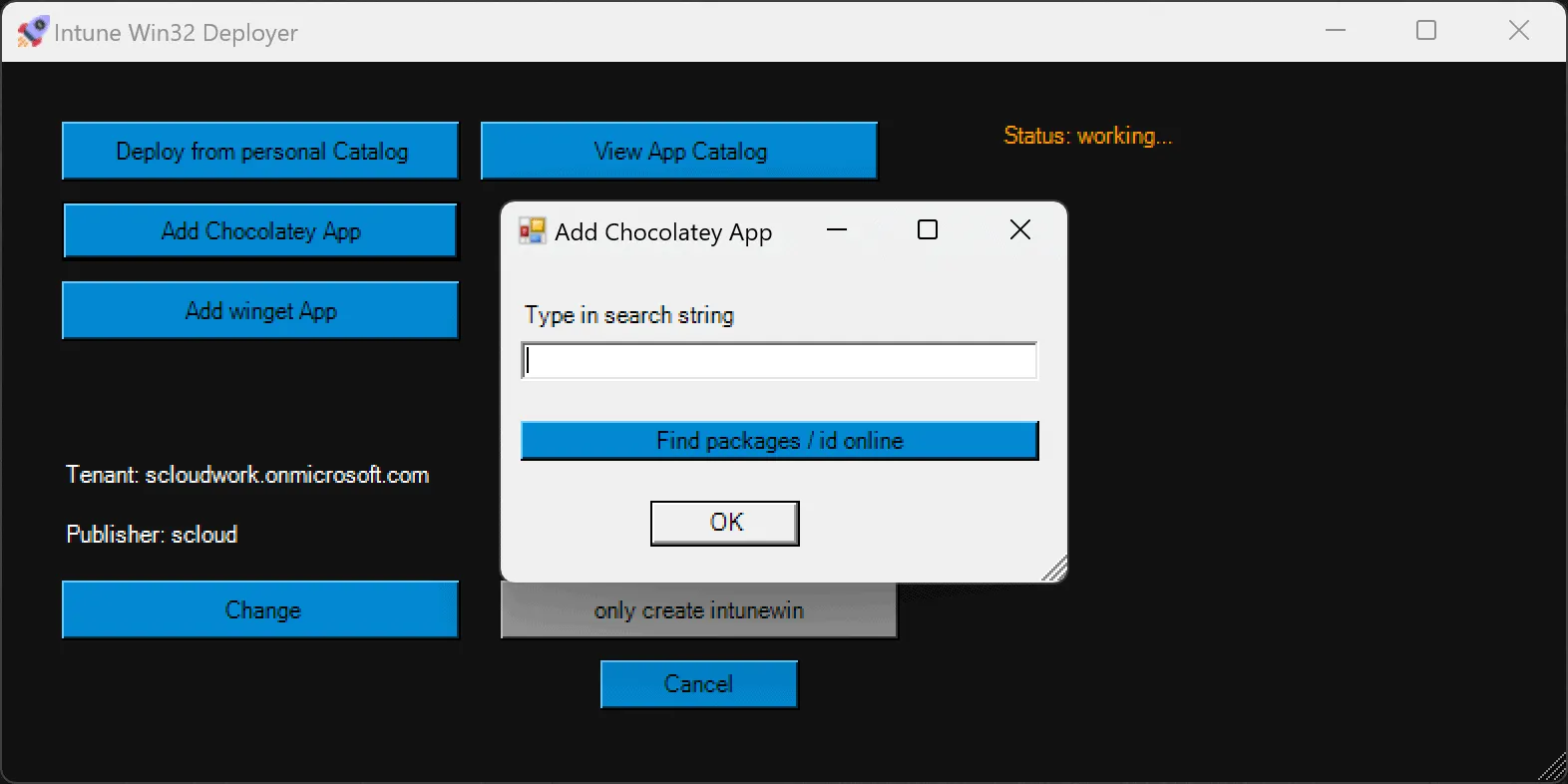 Intune Win32 Deployer, add Chocolatey App