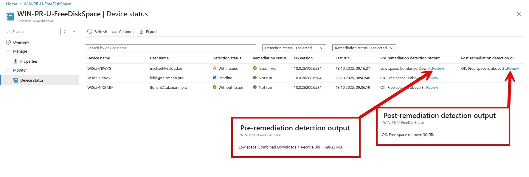 Intune Remediation monitoring