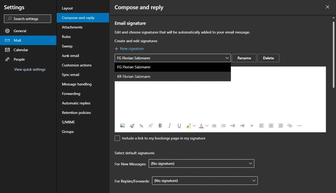 Outlook Signatur Einstellungen 