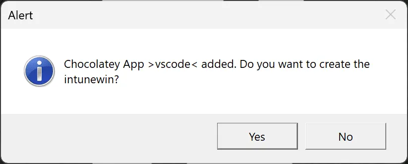 Add selected Chocolatey App?
