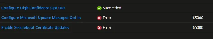 Secure Boot Policy Error 65000