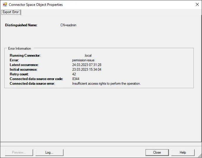 Azure AD Connect permission-issue, 8344