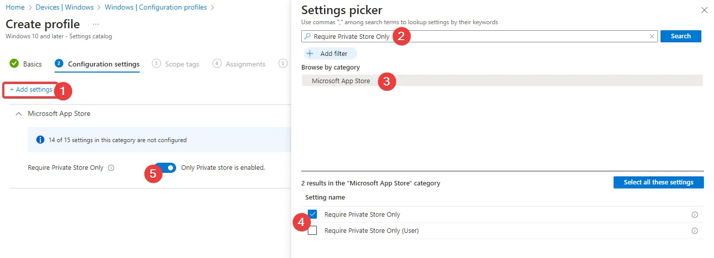 Intune Policy: Require Private Store Only
