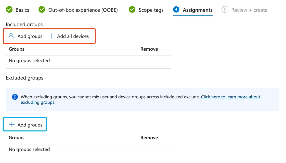 Intune, assign Autopilot profile