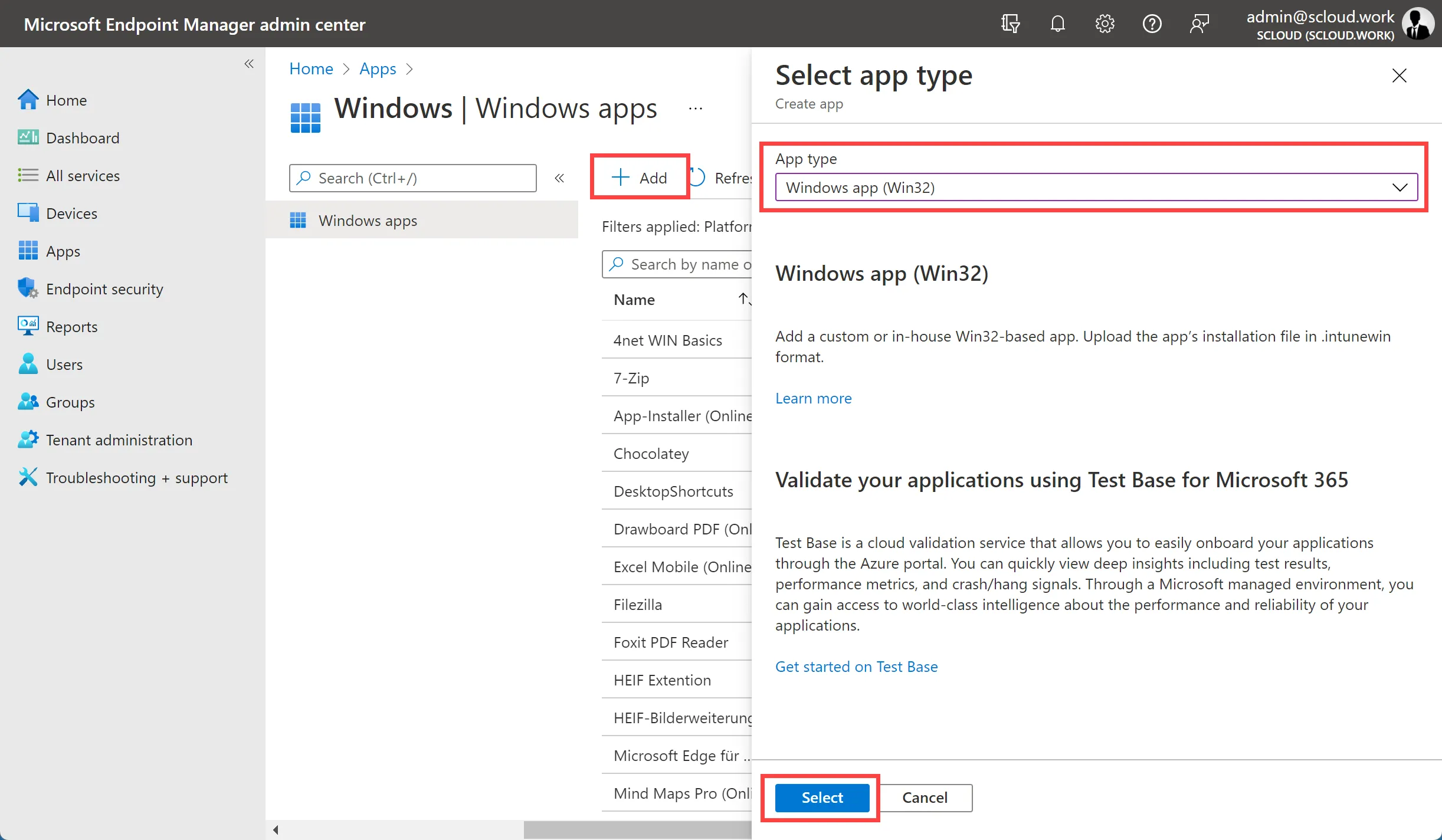 create win32 app intune