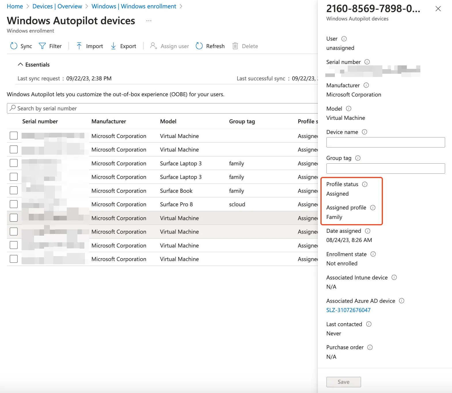 Autopilot Assignment status