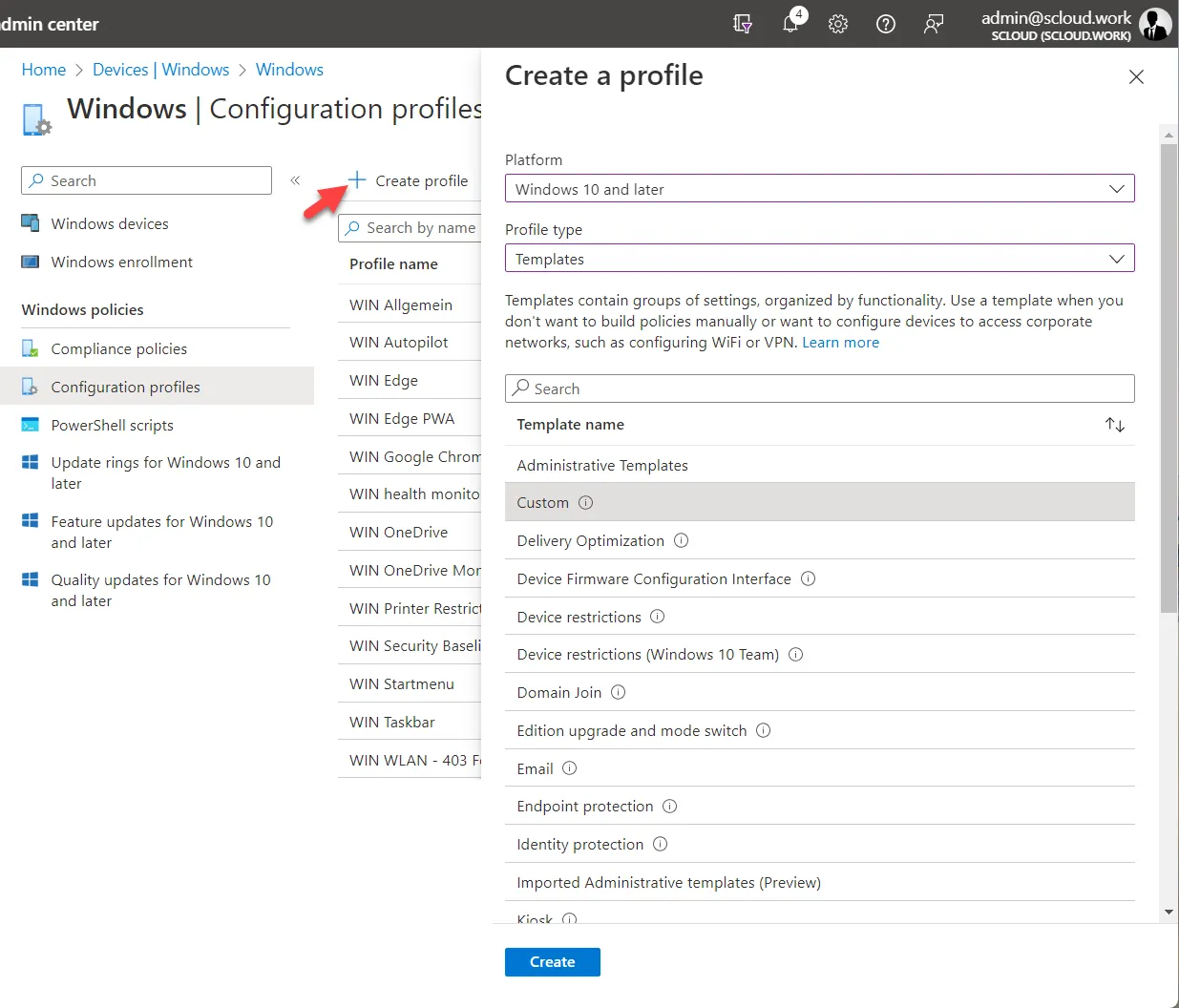 Intune, Custom OMA-URI profile