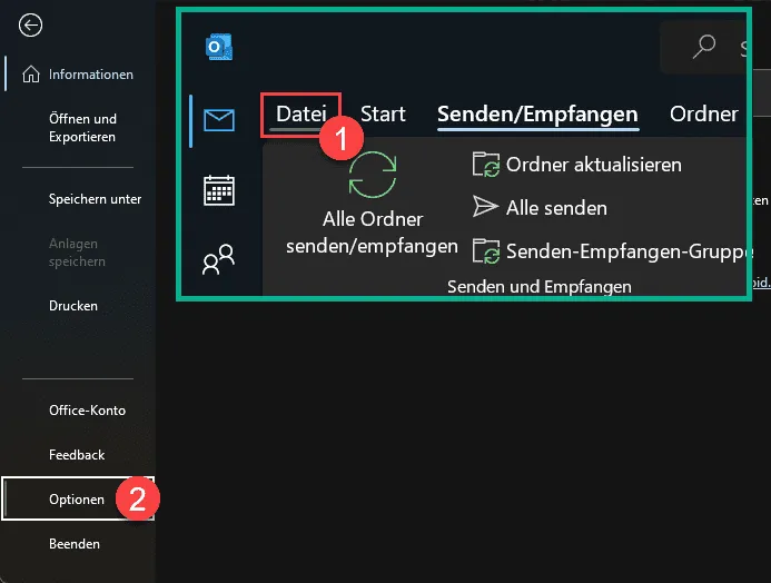 Outlook Optionen