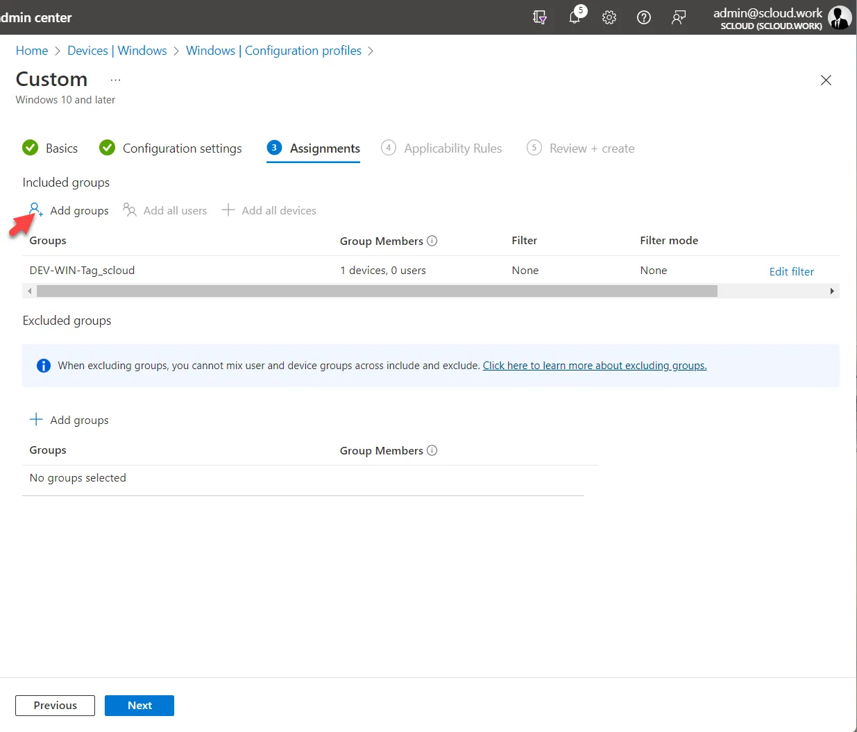 Intune, profile assignment