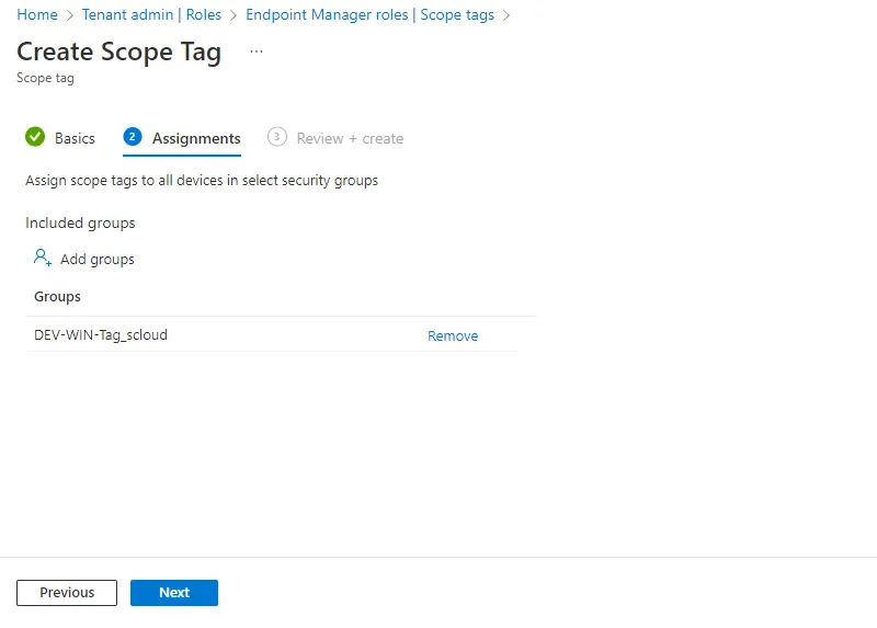 Assign Intune Scope Tag