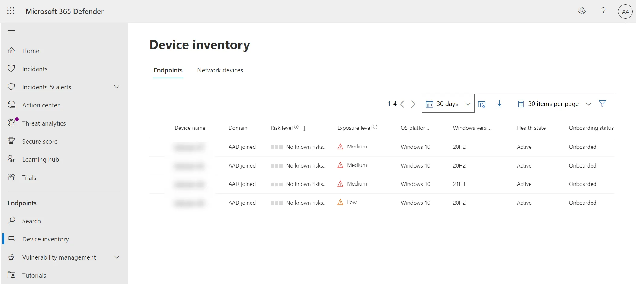 Defender for Business - Device inventory