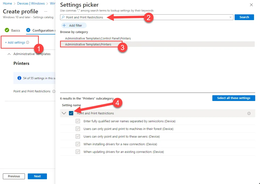 Point and Print Restrictions