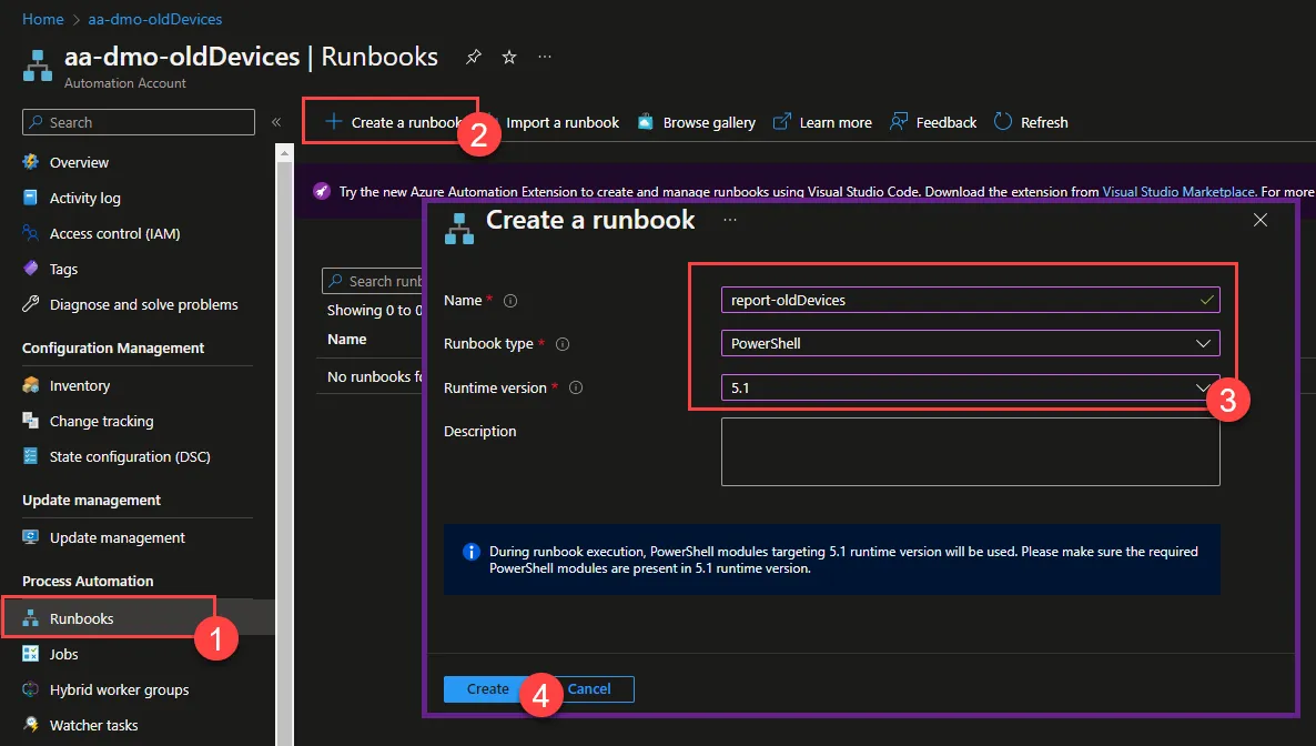 Azure Automation, Runbook hinzufügen
